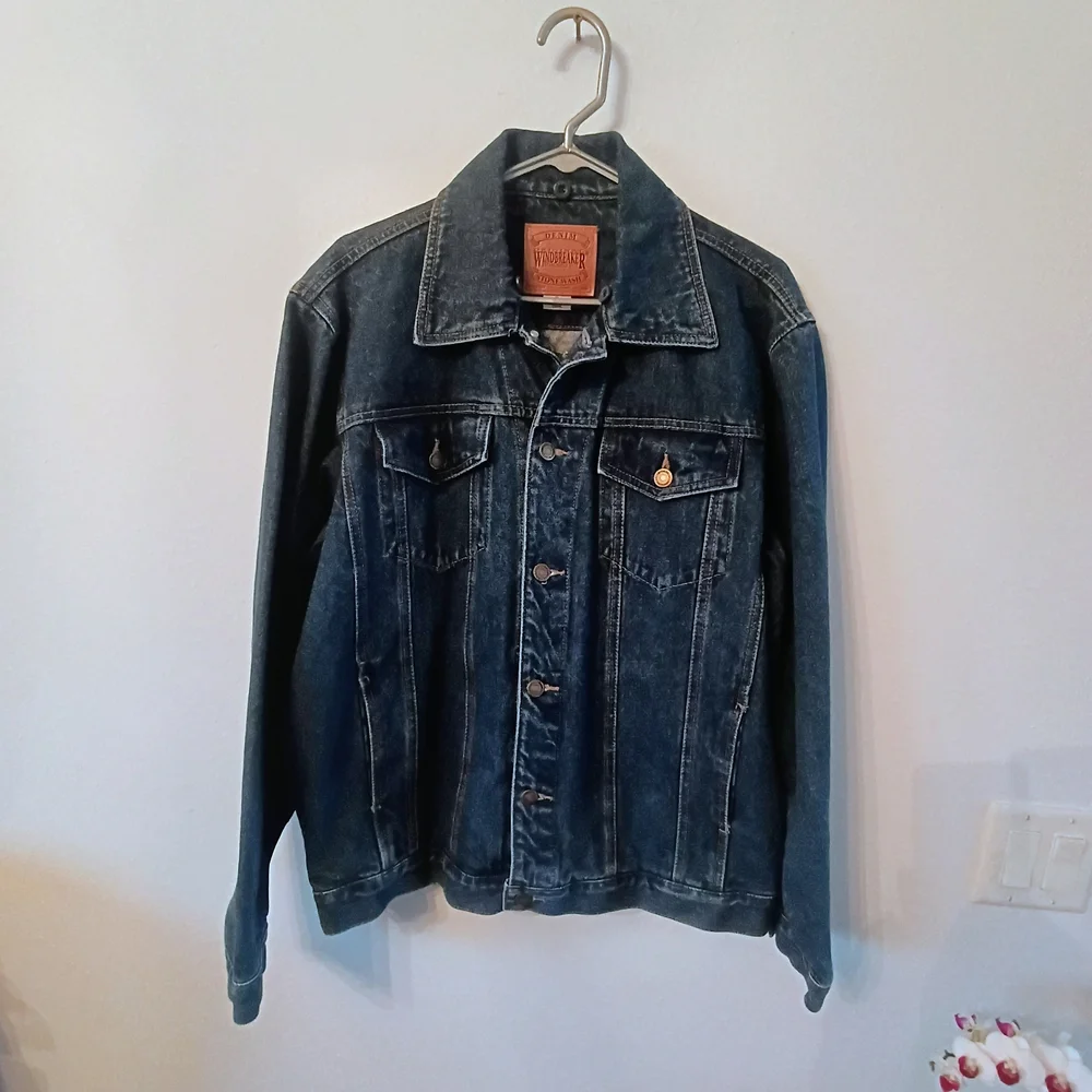 Windbreaker Denim Jacket Womens Medium Vintage Style Stone Wash Jean Jacket - Picture 6 of 7